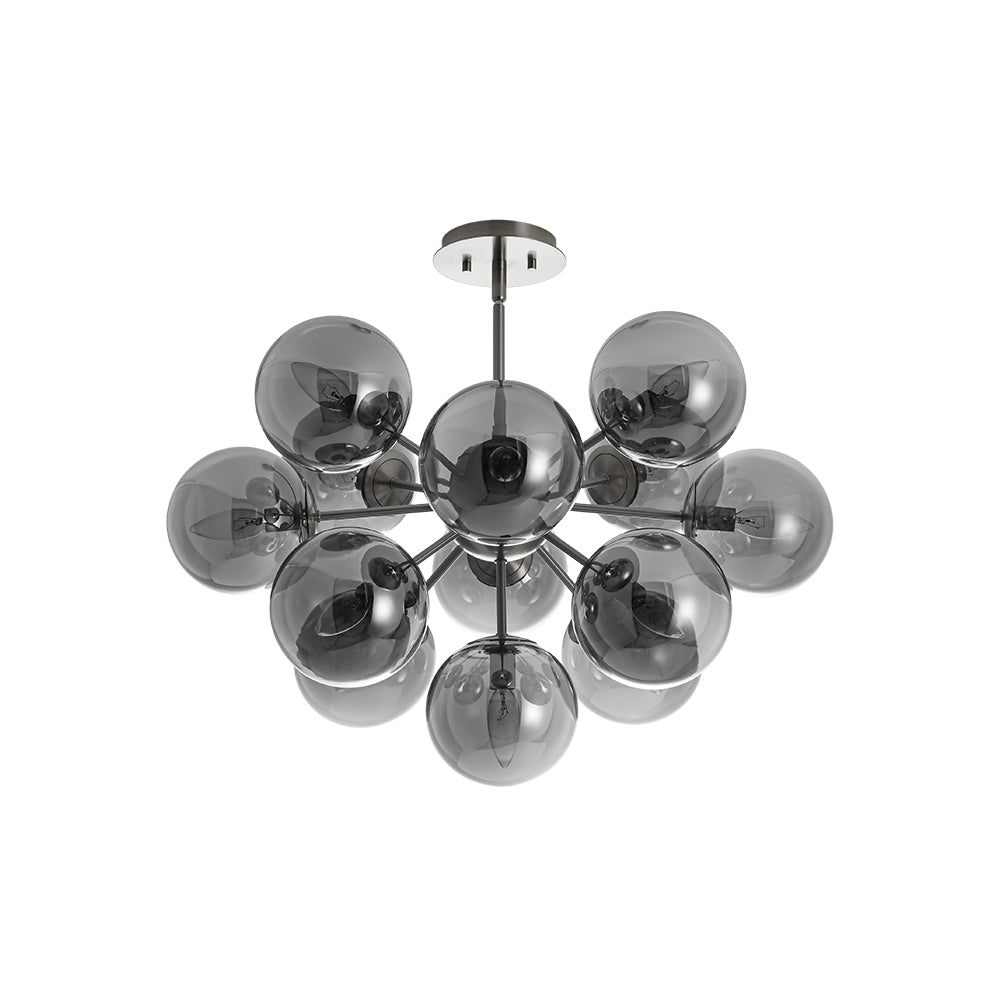 Glam Dark Pearl Sputnik Smoked Glass Bubble Chandelier Light Fixture