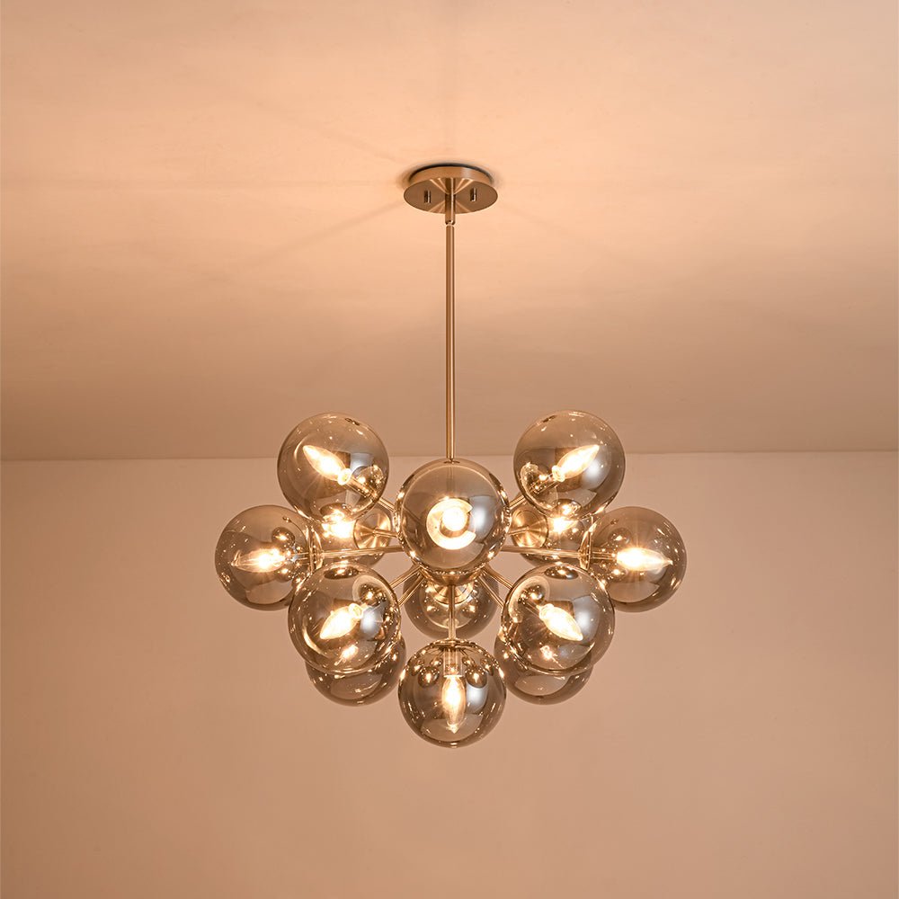 Glam Dark Pearl Sputnik Smoked Glass Bubble Chandelier Light Fixture
