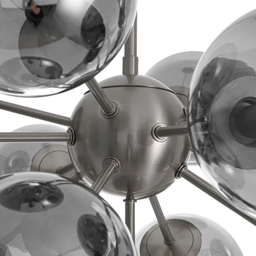 Glam Dark Pearl Sputnik Smoked Glass Bubble Chandelier Light Fixture