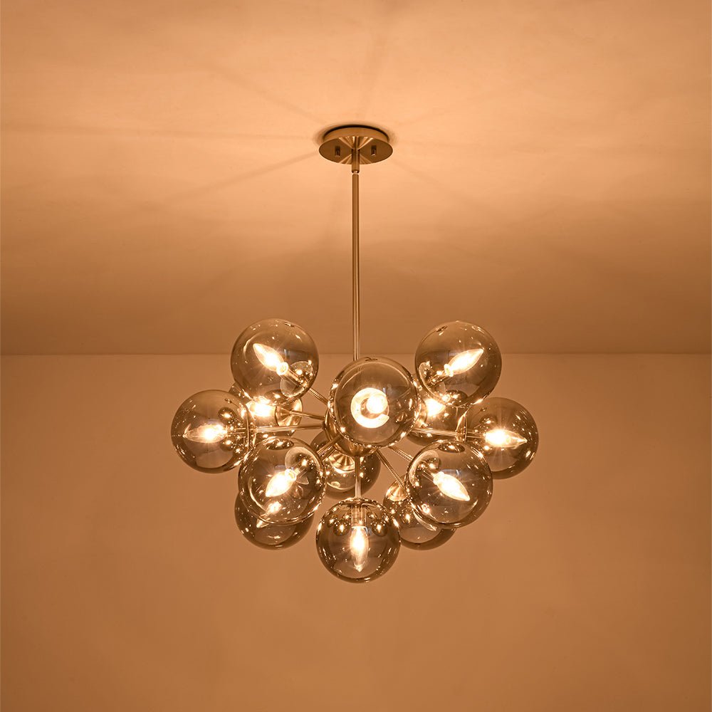 Glam Dark Pearl Sputnik Smoked Glass Bubble Chandelier Light Fixture