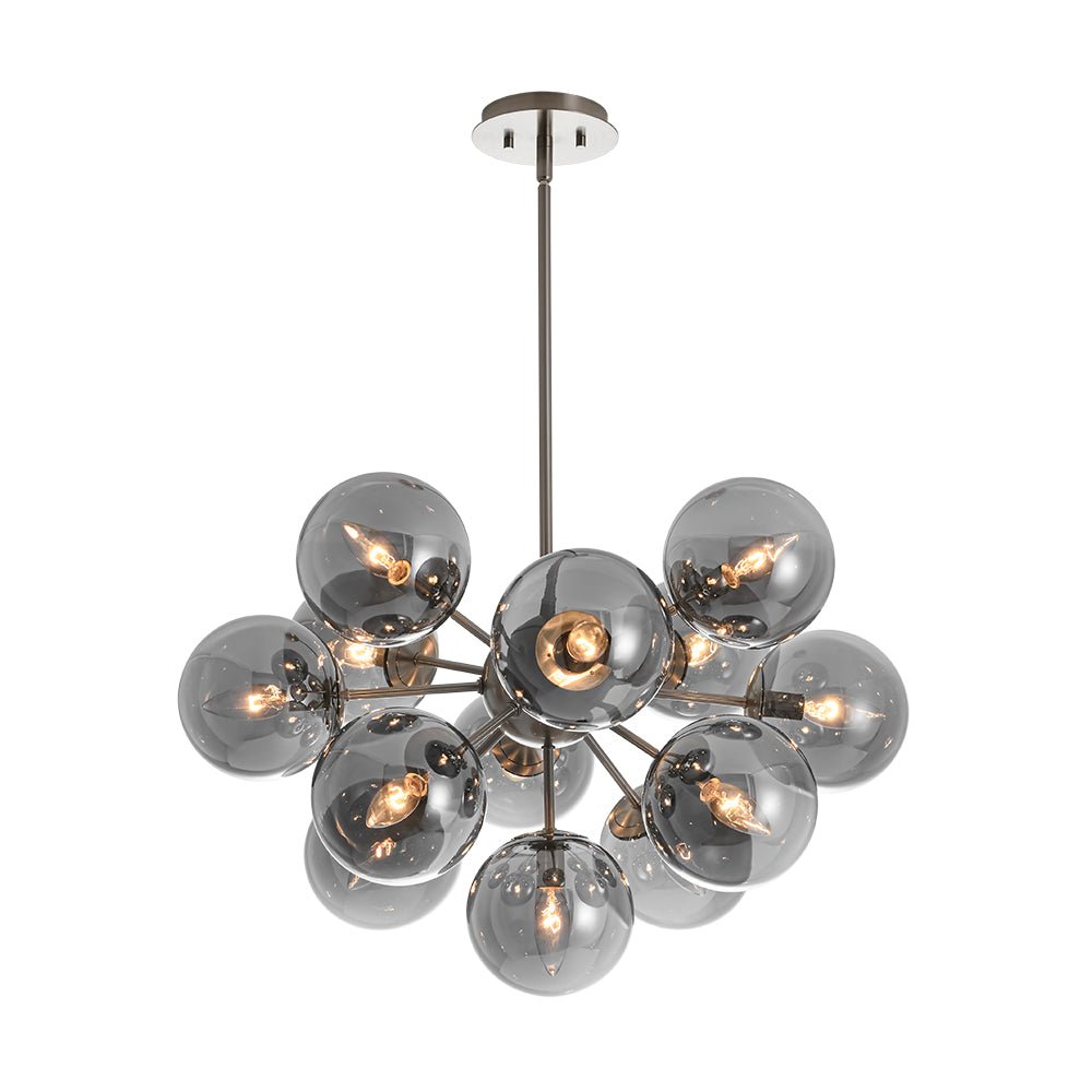 Glam Dark Pearl Sputnik Smoked Glass Bubble Chandelier Light Fixture