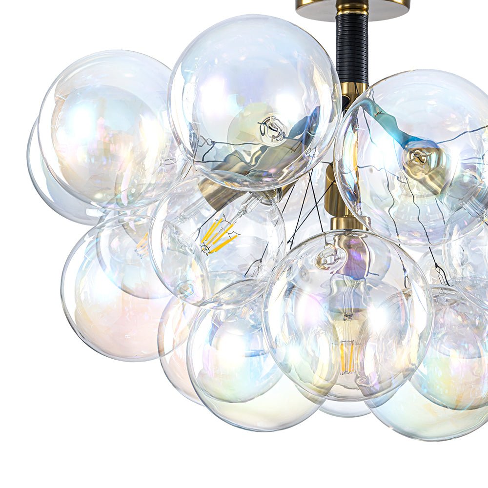 Glam Iridescent Glass Cluster Bubble Semi Flush Chandelier