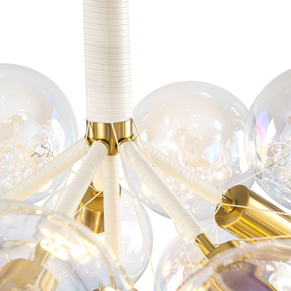 Glam Iridescent Glass Cluster Bubble Semi Flush Chandelier