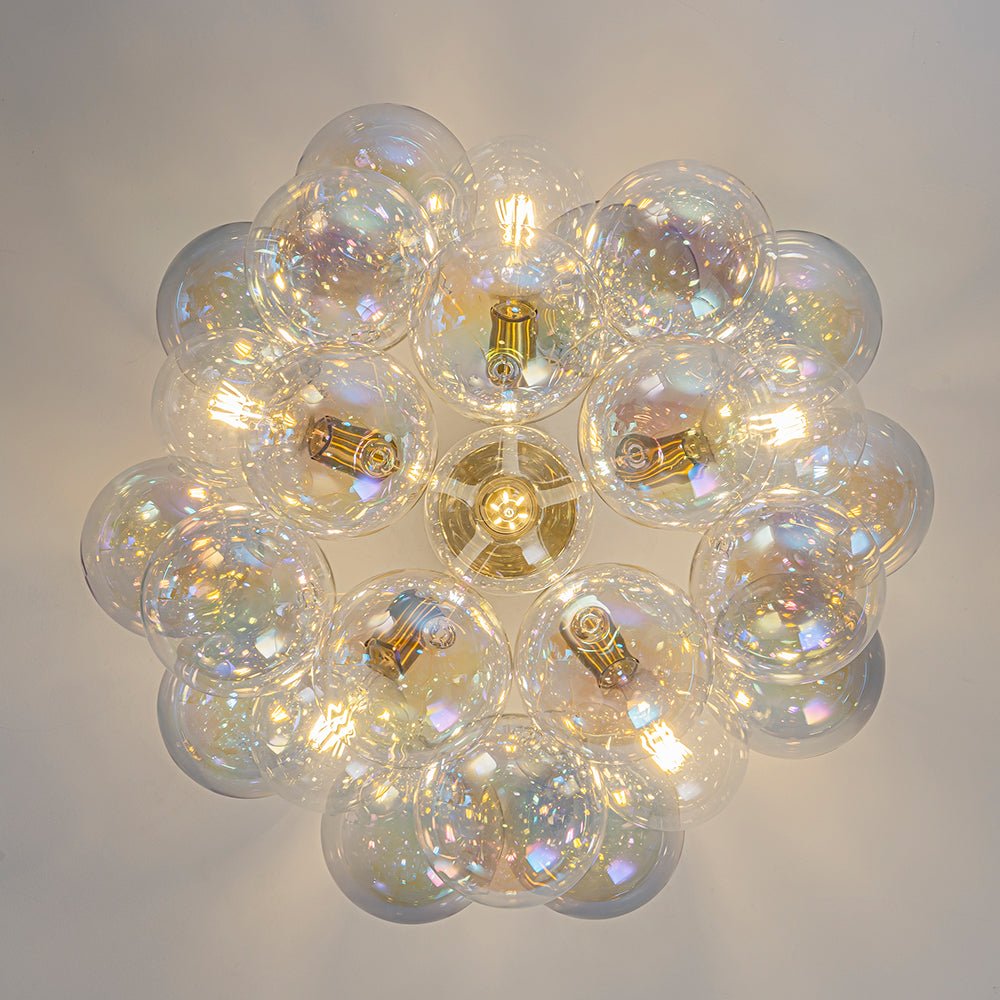 Glam Iridescent Glass Cluster Bubble Semi Flush Chandelier