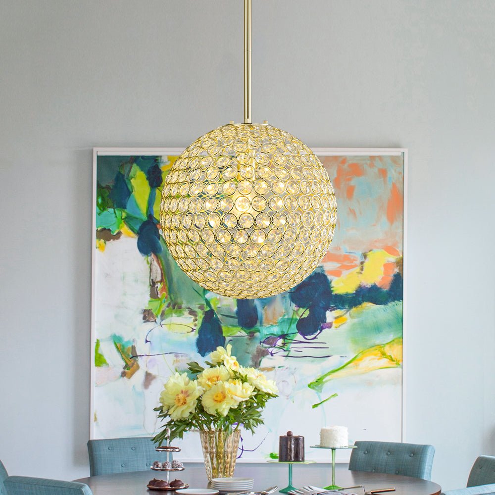 Glam Jewel Polished Gold Crystal Globe Chandelier