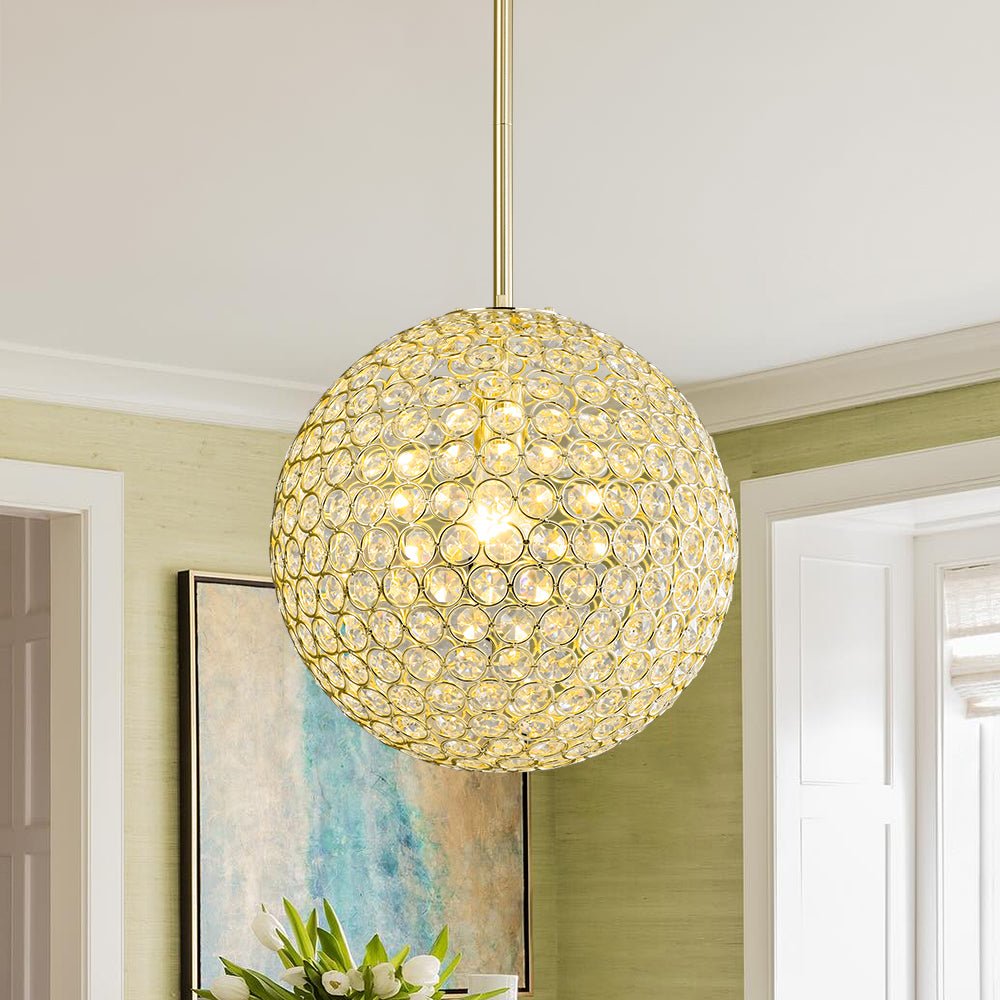 Glam Jewel Polished Gold Crystal Globe Chandelier