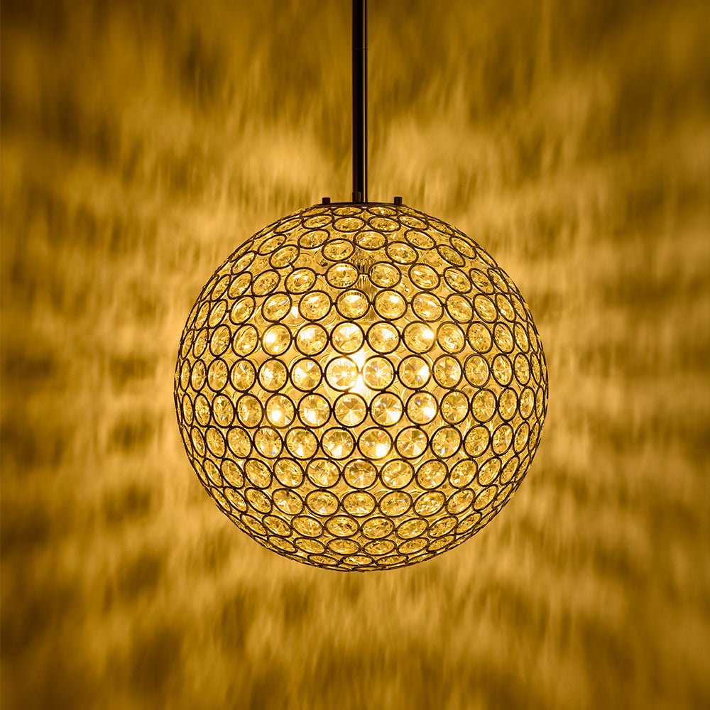 Glam Jewel Polished Gold Crystal Globe Chandelier