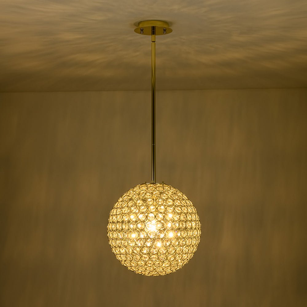Glam Jewel Polished Gold Crystal Globe Chandelier