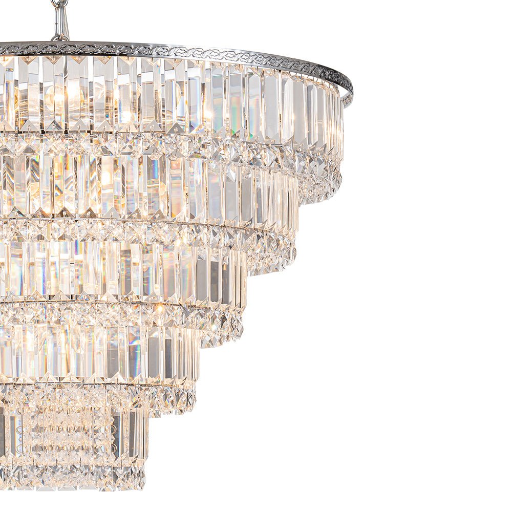 Glam Luxe Chrome 5-Tier Crystal Round Chandelier