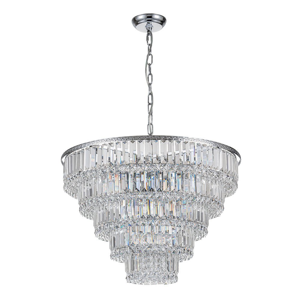 Glam Luxe Chrome 5-Tier Crystal Round Chandelier