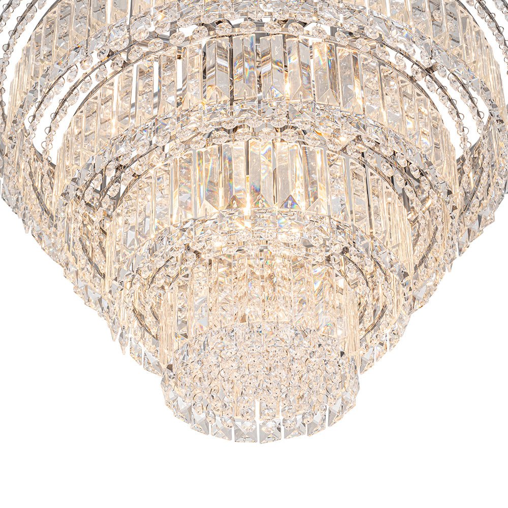 Glam Luxe Chrome 5-Tier Crystal Round Chandelier