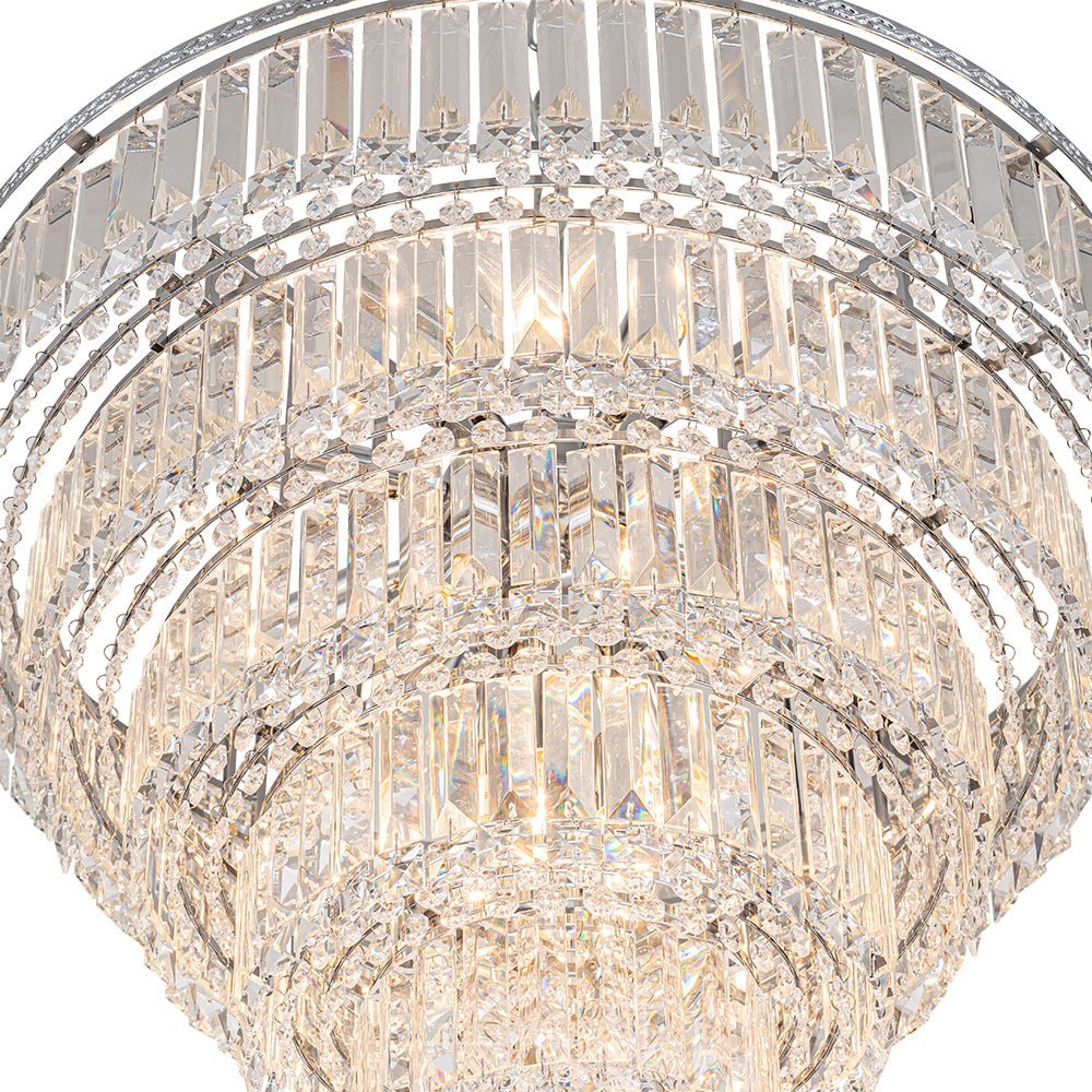Glam Luxe Chrome 5-Tier Crystal Round Chandelier
