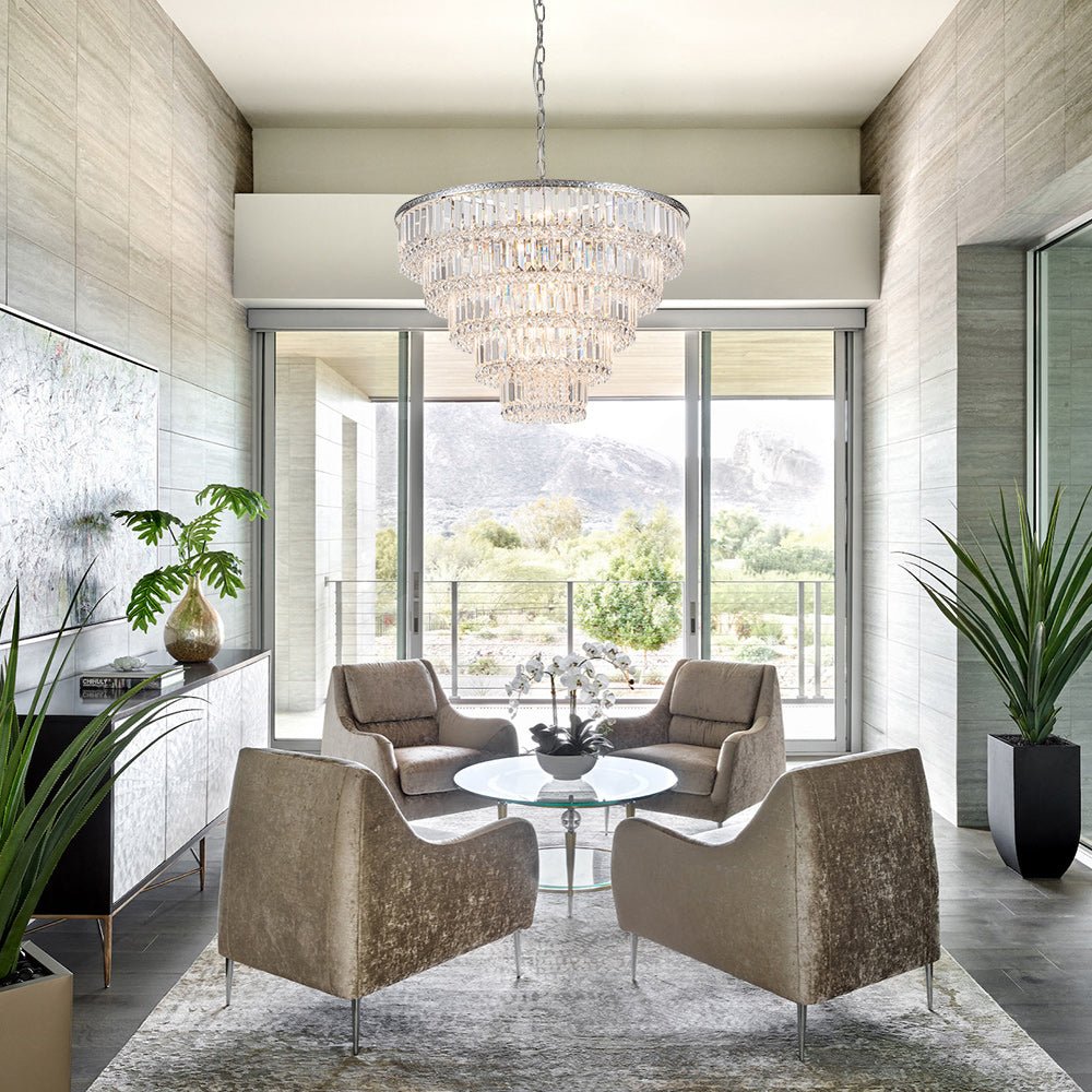 Glam Luxe Chrome 5-Tier Crystal Round Chandelier