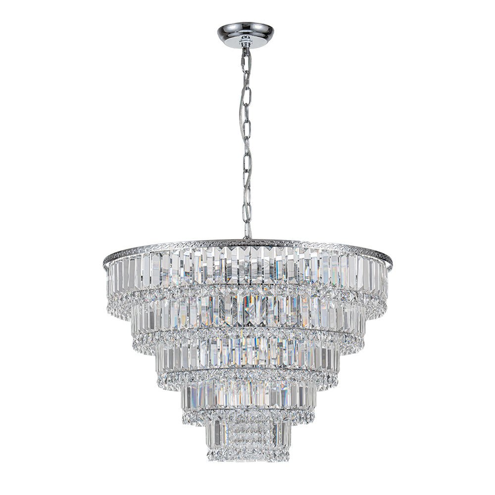 Glam Luxe Chrome 5-Tier Crystal Round Chandelier