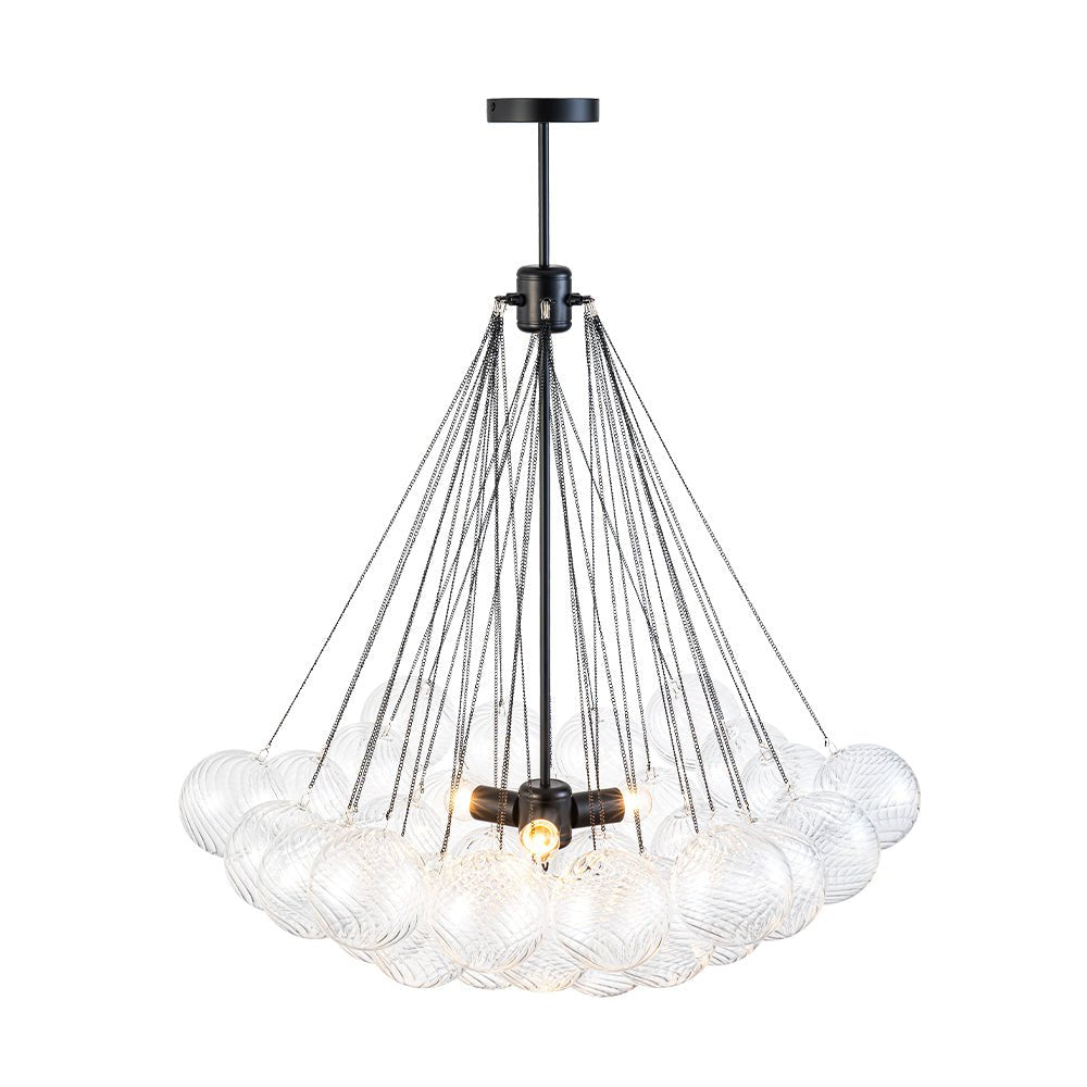 Glam Ribbed Glass Globe Textured Bubble Cluster Chandelier