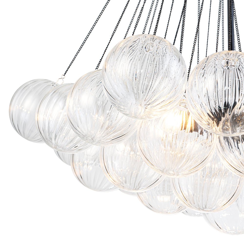 Glam Ribbed Glass Globe Textured Bubble Cluster Chandelier