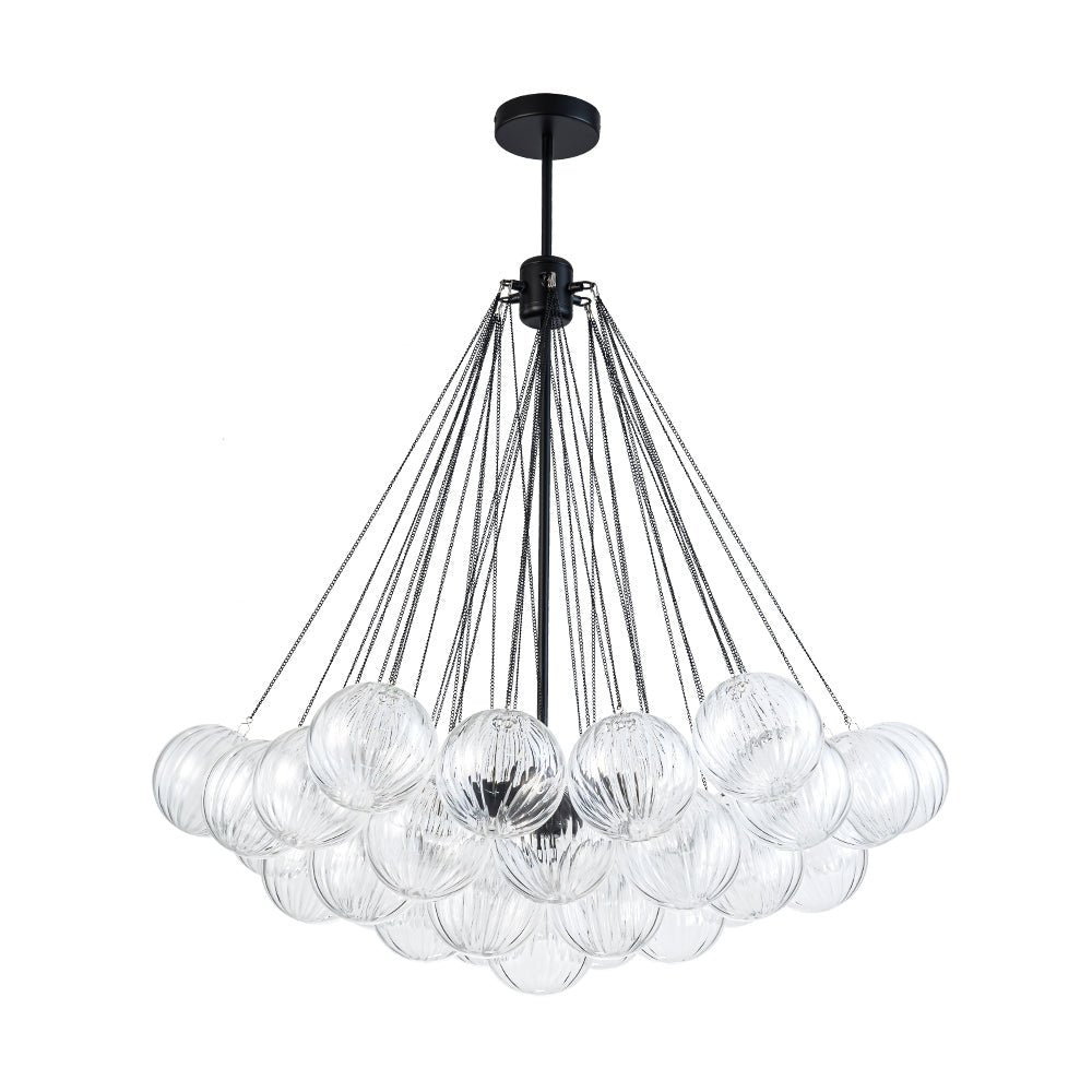 Glam Ribbed Glass Globe Textured Bubble Cluster Chandelier