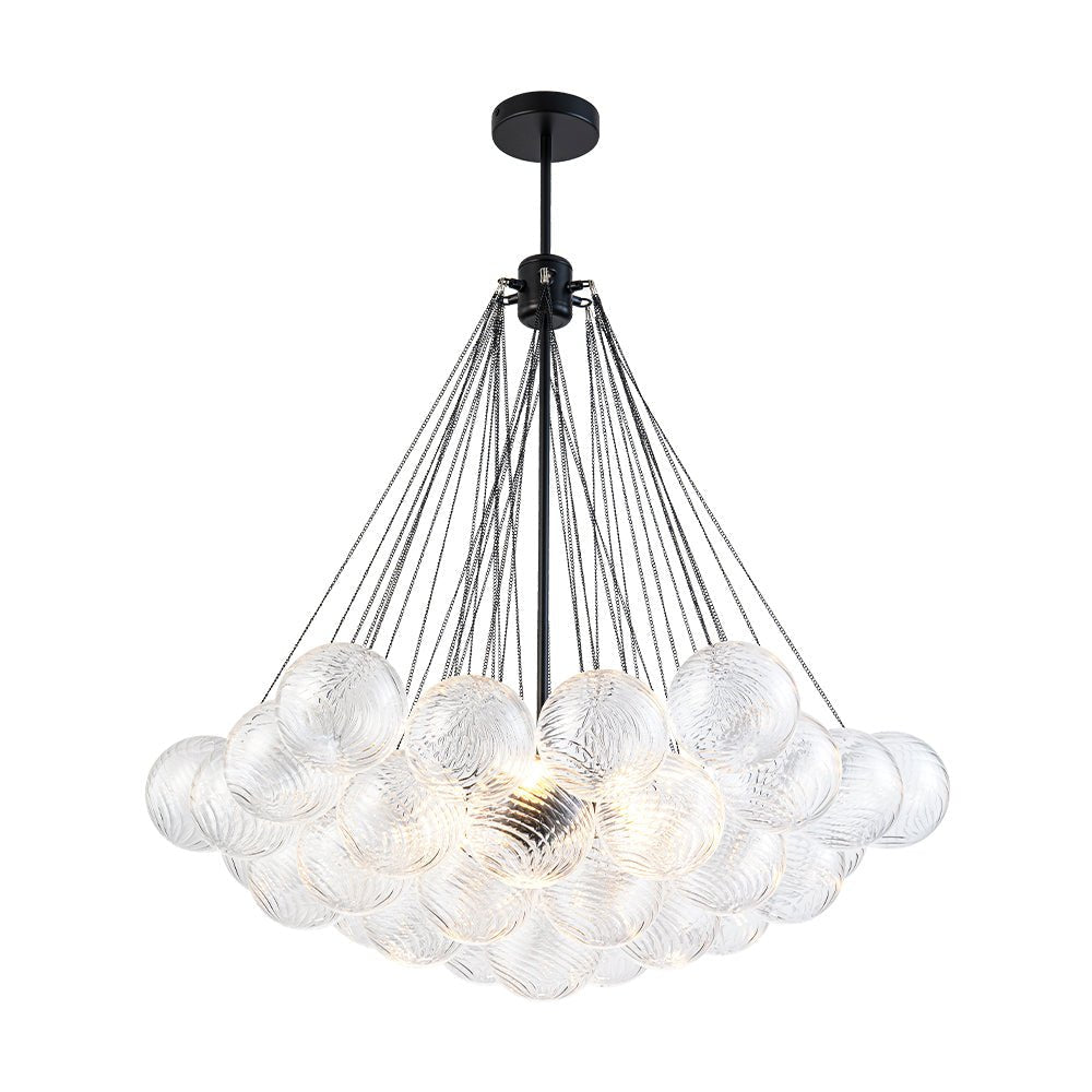 Glam Ribbed Glass Globe Textured Bubble Cluster Chandelier