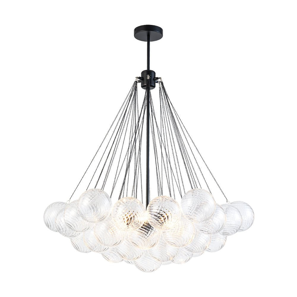 Glam Ribbed Glass Globe Textured Bubble Cluster Chandelier