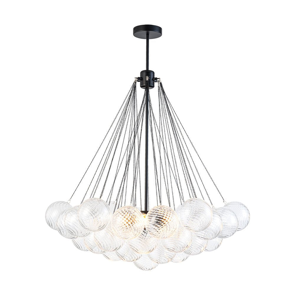 Glam Ribbed Glass Globe Textured Bubble Cluster Chandelier