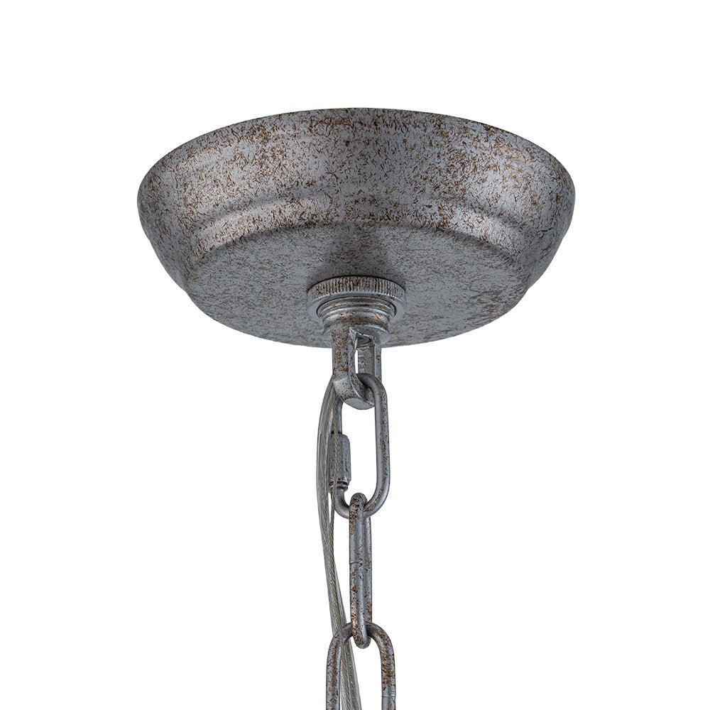 Glam Shabby Chic Crystal Globe Chandelier Distressed Silver