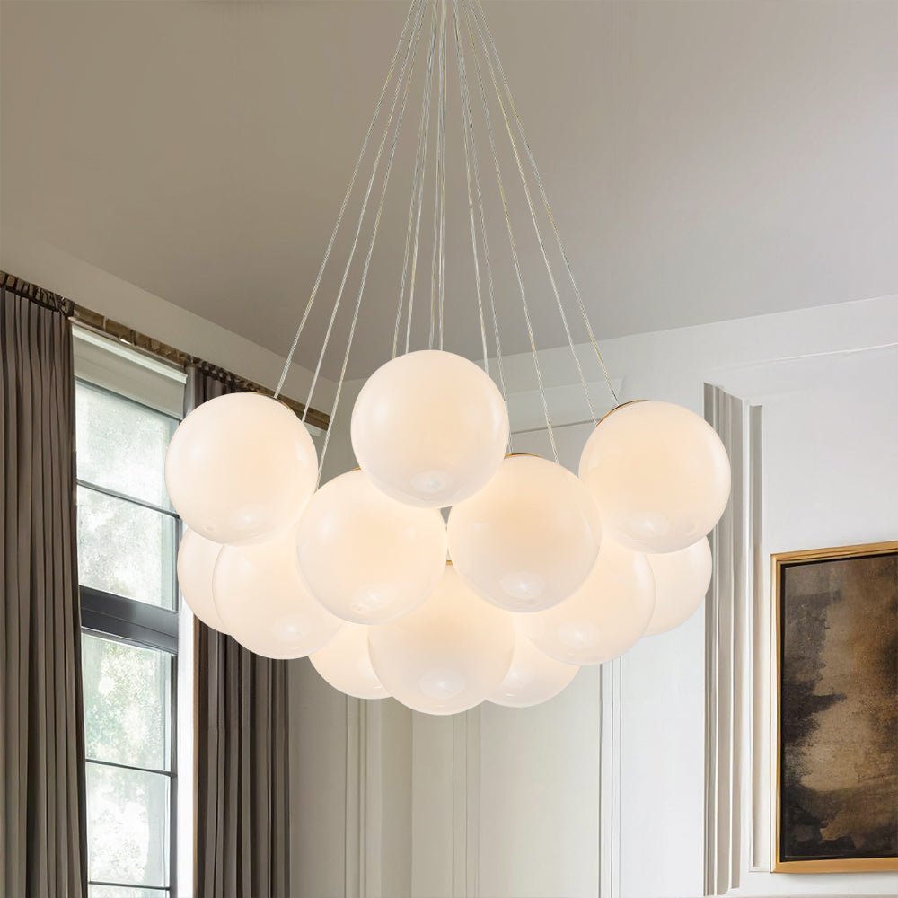 Glam Shine Opal Glass Globe Cluster Bubble Chandelier