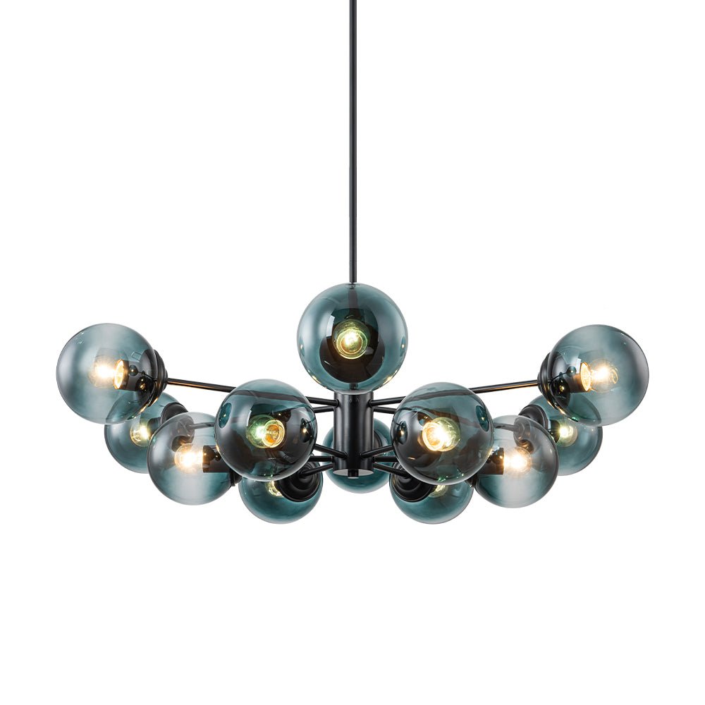 Glam Tiered Blue Glass Globe Bubble Sputnik Chandelier