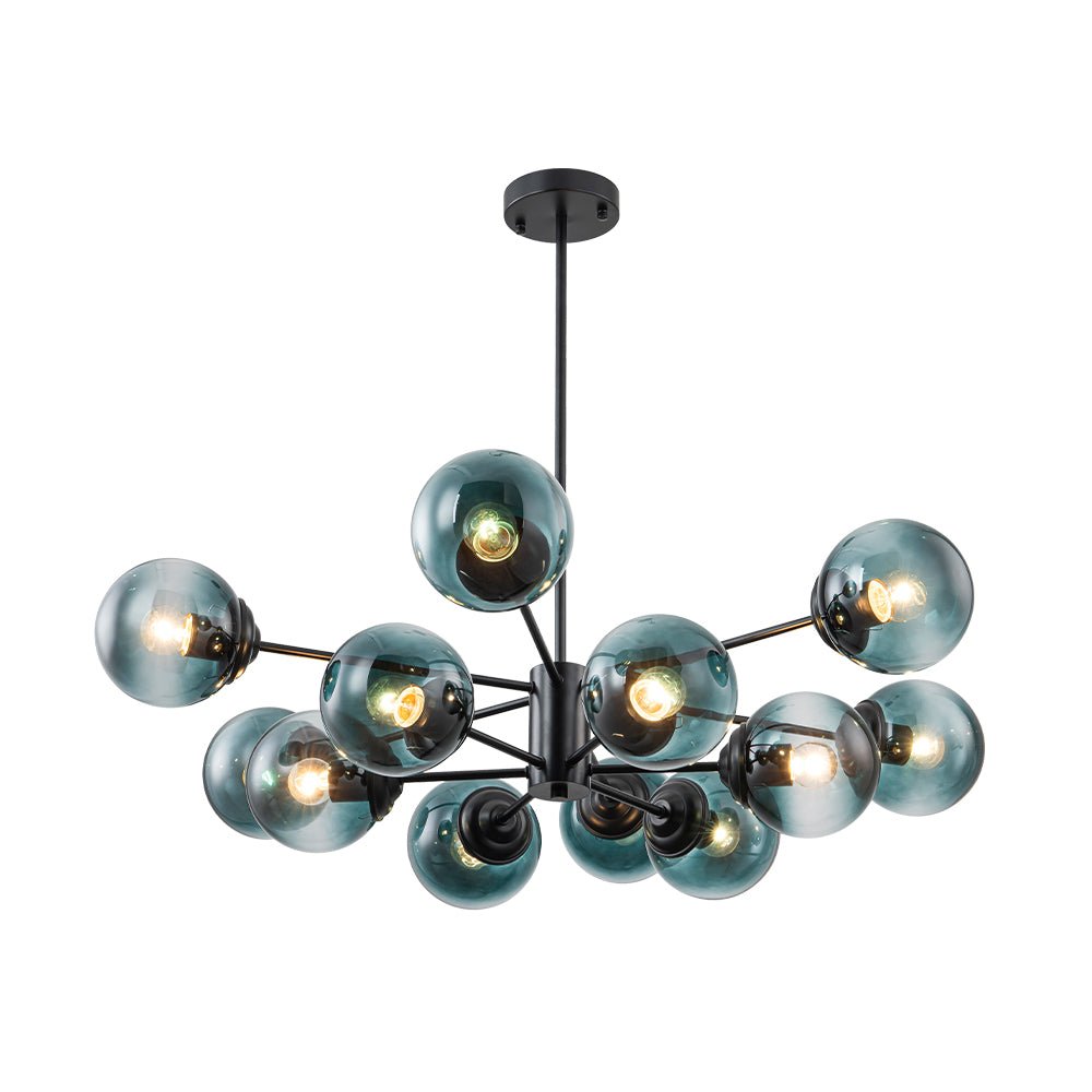 Glam Tiered Blue Glass Globe Bubble Sputnik Chandelier