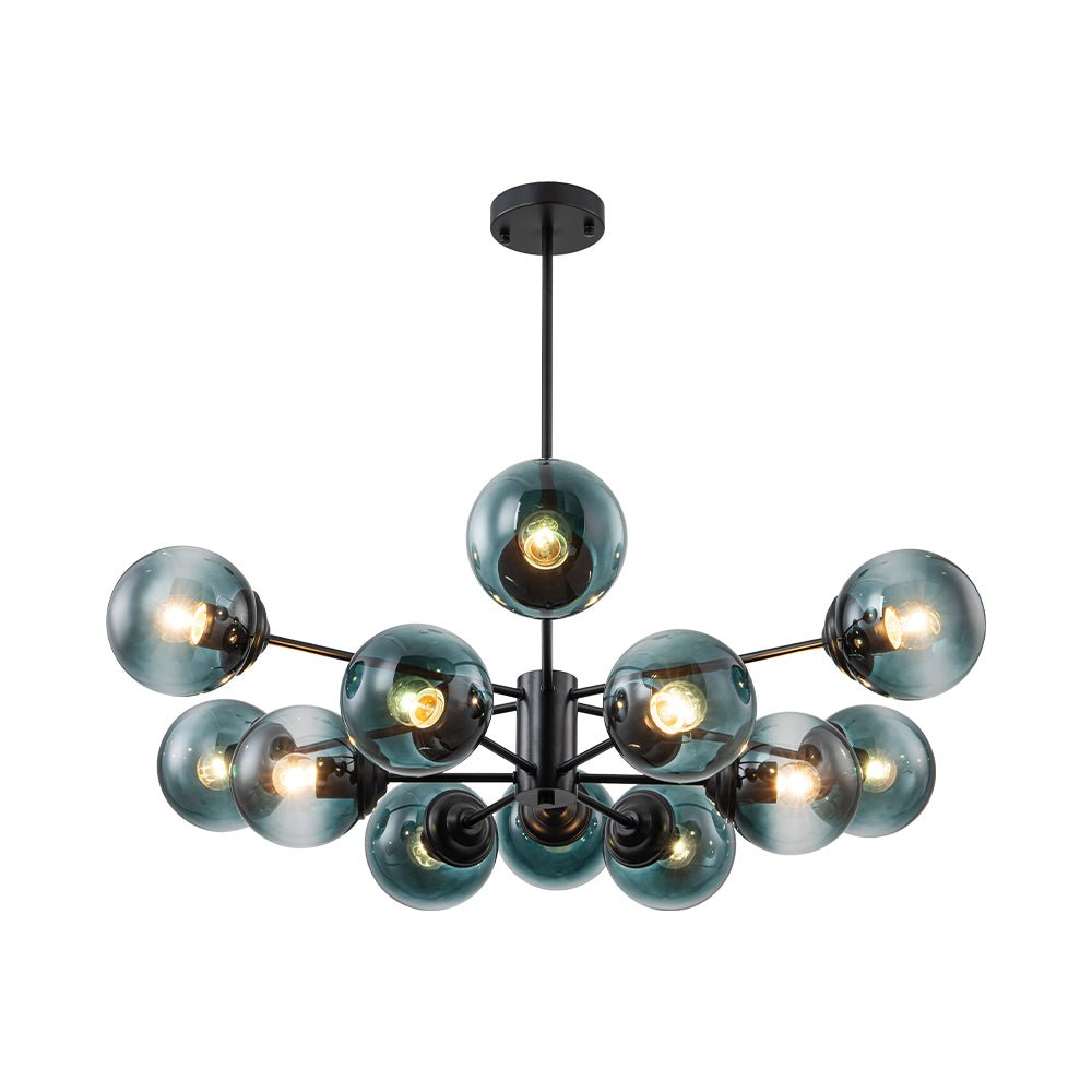 Glam Tiered Blue Glass Globe Bubble Sputnik Chandelier
