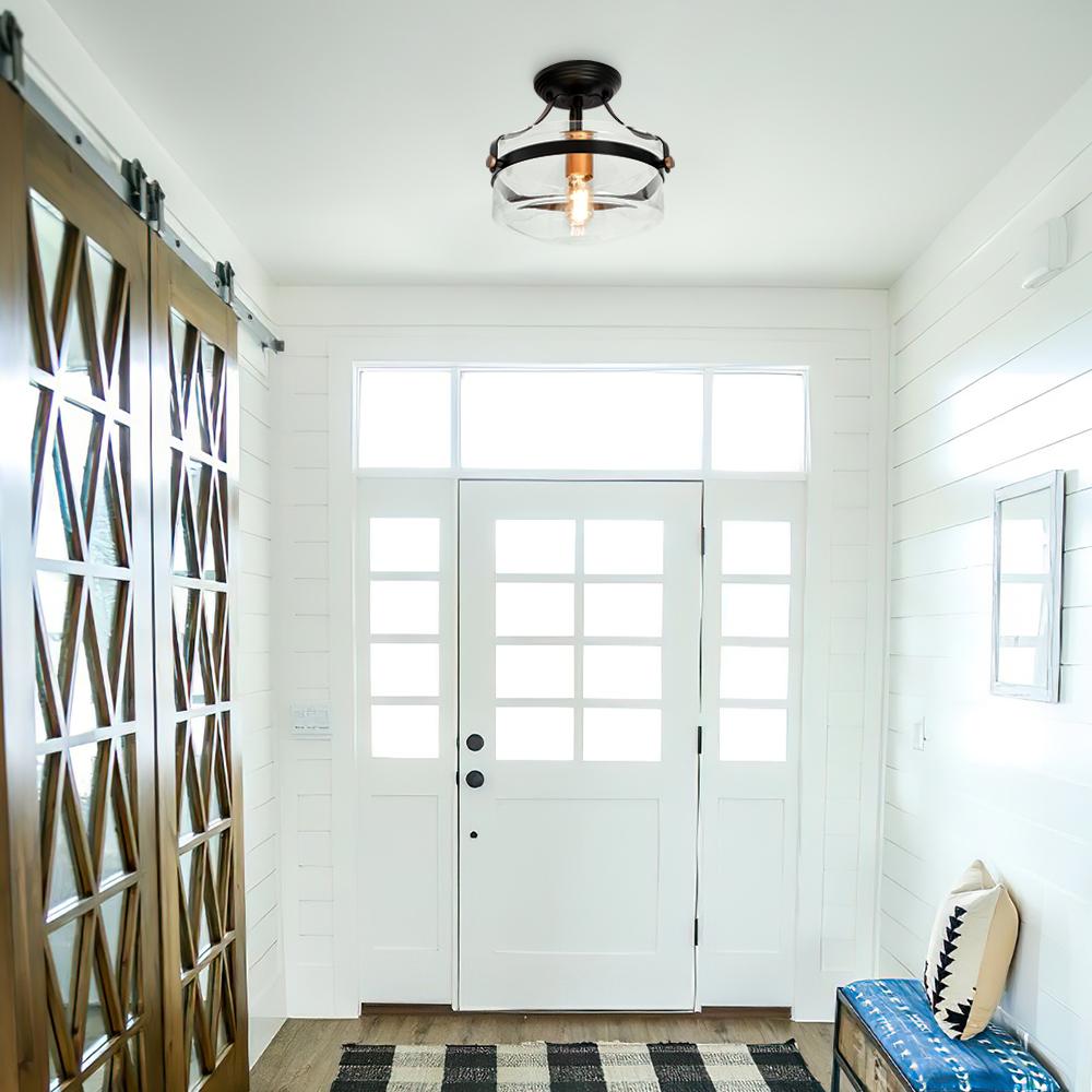Glass Lantern Semi Flush Mount