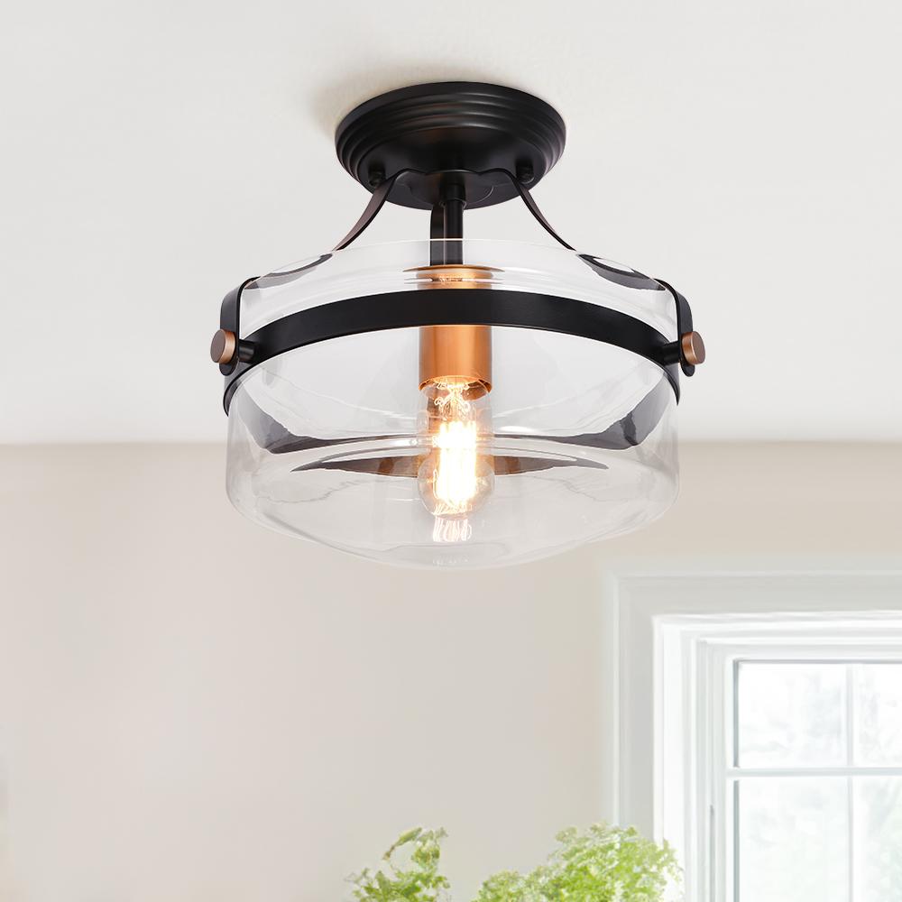 Glass Lantern Semi Flush Mount