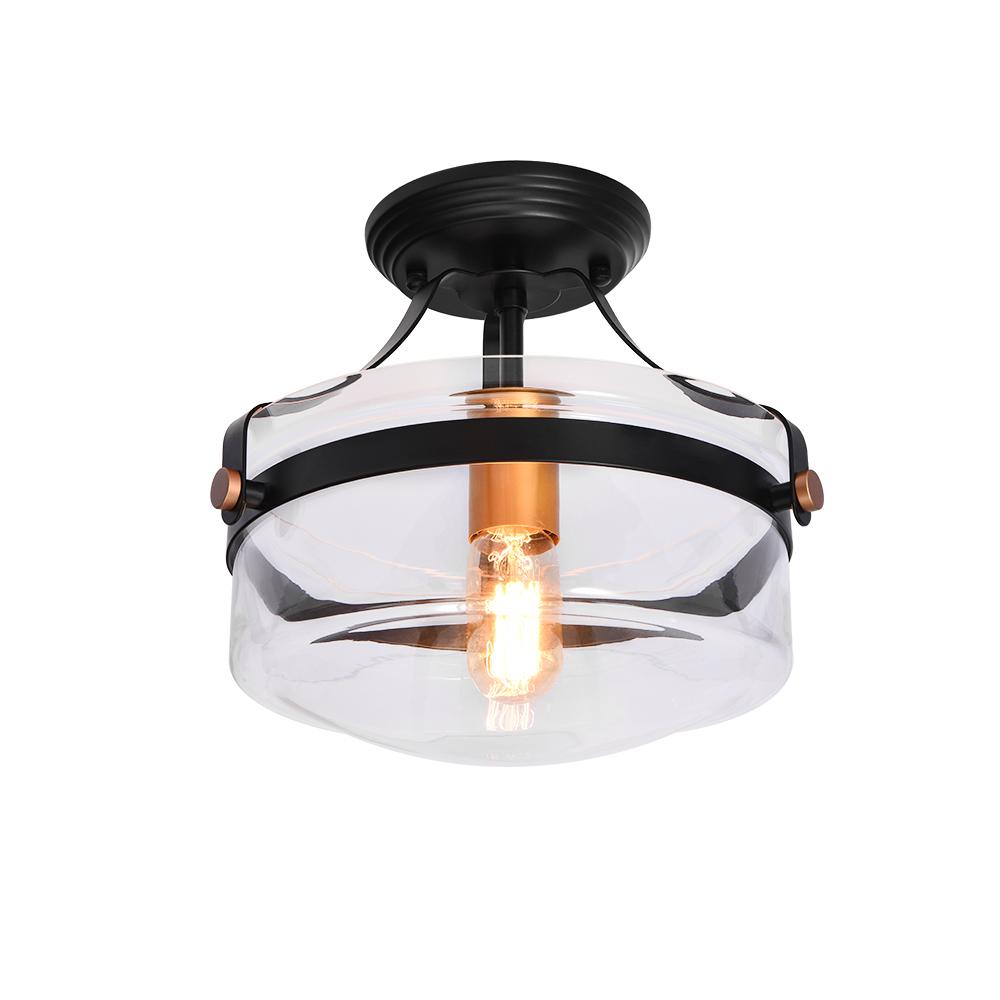 Glass Lantern Semi Flush Mount