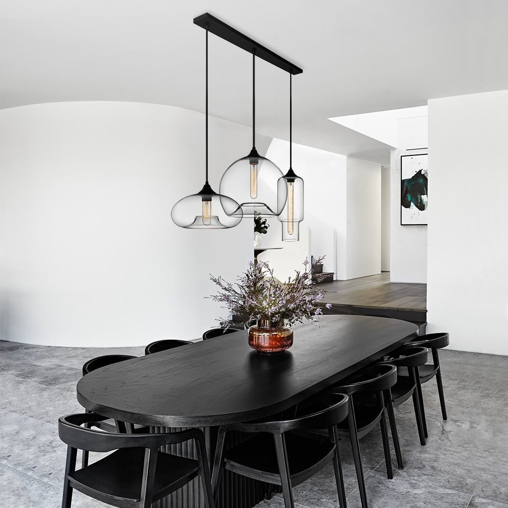 Glass Linear 3-light Island Pendant