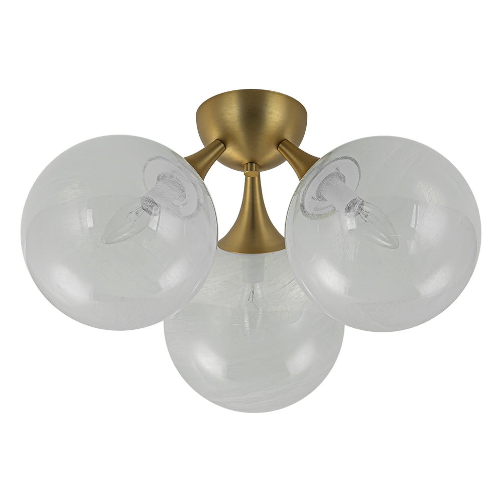 Gold 3-Light Cloud Opaque Glass Globe Ceiling Light