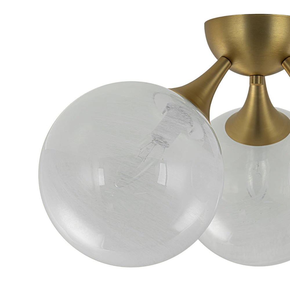 Gold 3-Light Cloud Opaque Glass Globe Ceiling Light