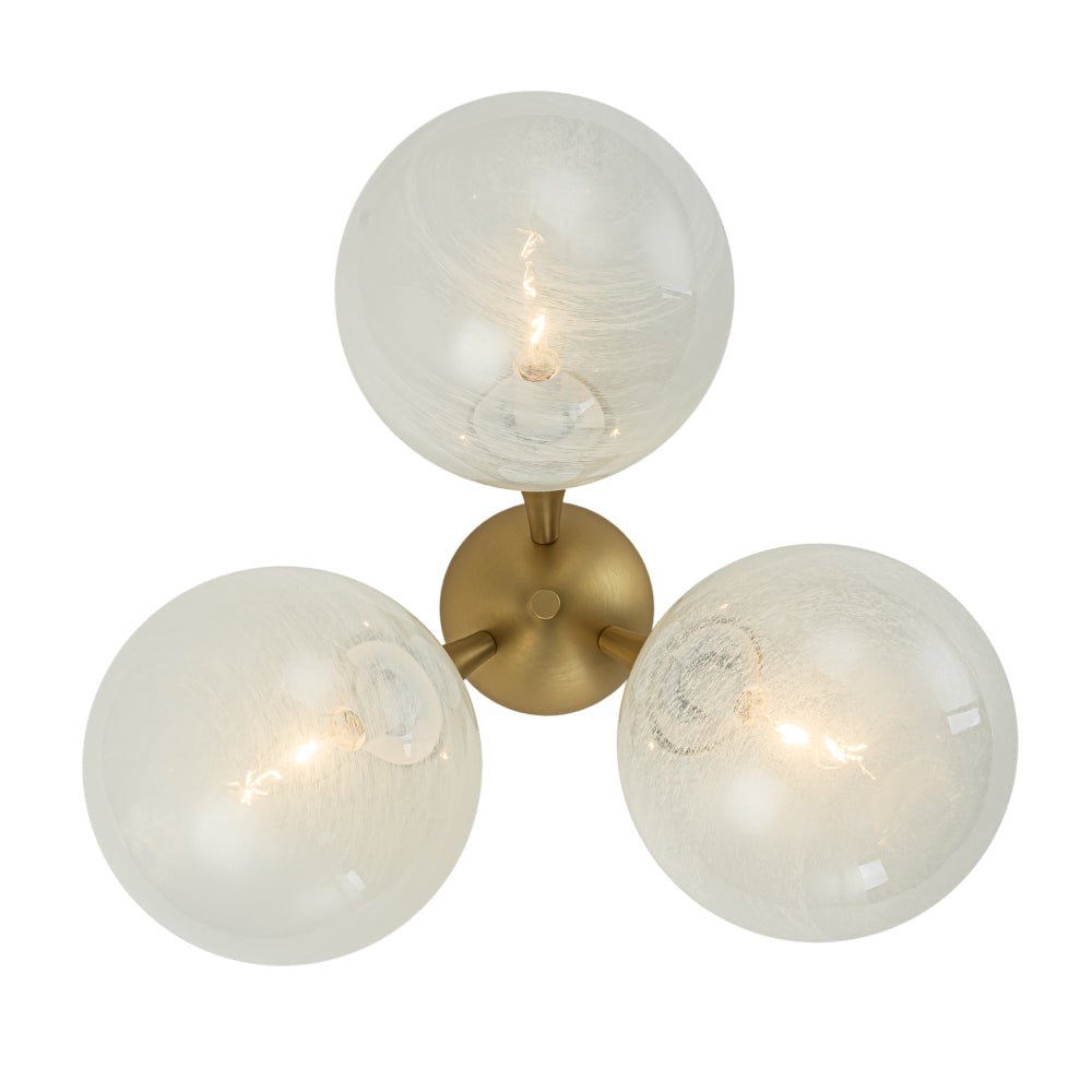 Gold 3-Light Cloud Opaque Glass Globe Ceiling Light