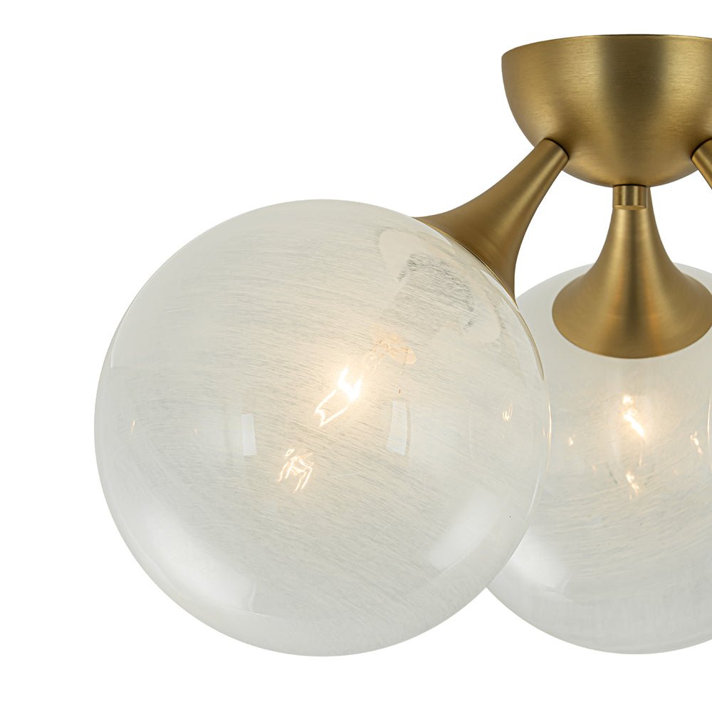 Gold 3-Light Cloud Opaque Glass Globe Ceiling Light