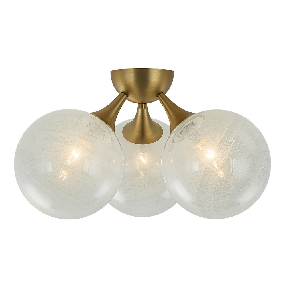 Gold 3-Light Cloud Opaque Glass Globe Ceiling Light