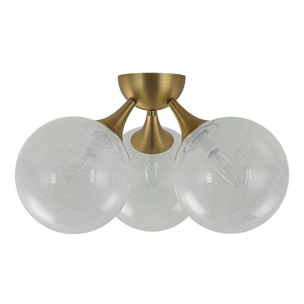 Gold 3-Light Cloud Opaque Glass Globe Ceiling Light