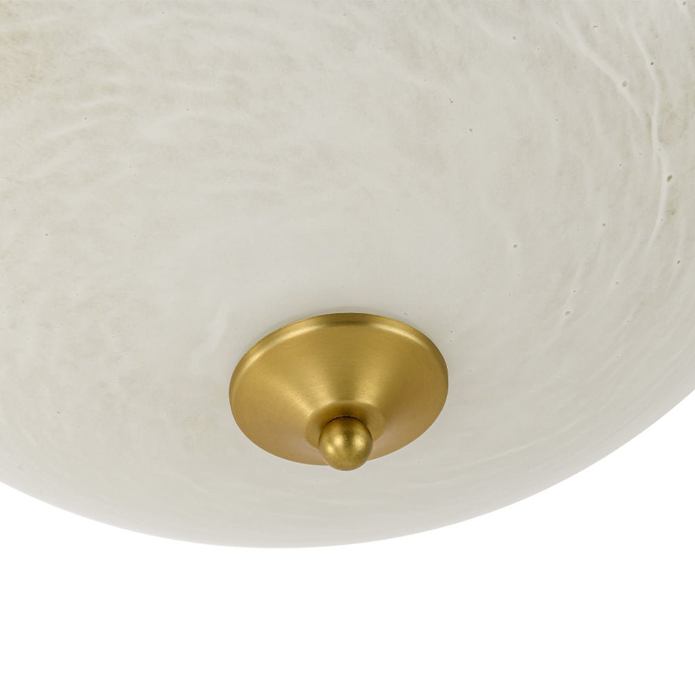 Gold Mid-Century Alabaster Glass Shade Flush Mount Light