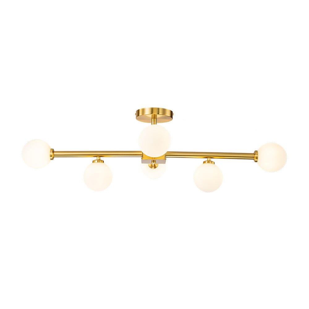 Gold Sputnik Frosted Glass Globe Semi Flush Mount Chandelier