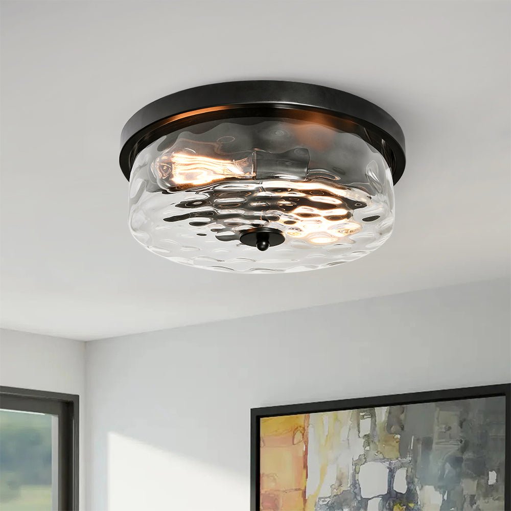 Hammered Glass Flush Mount Ceiling Light