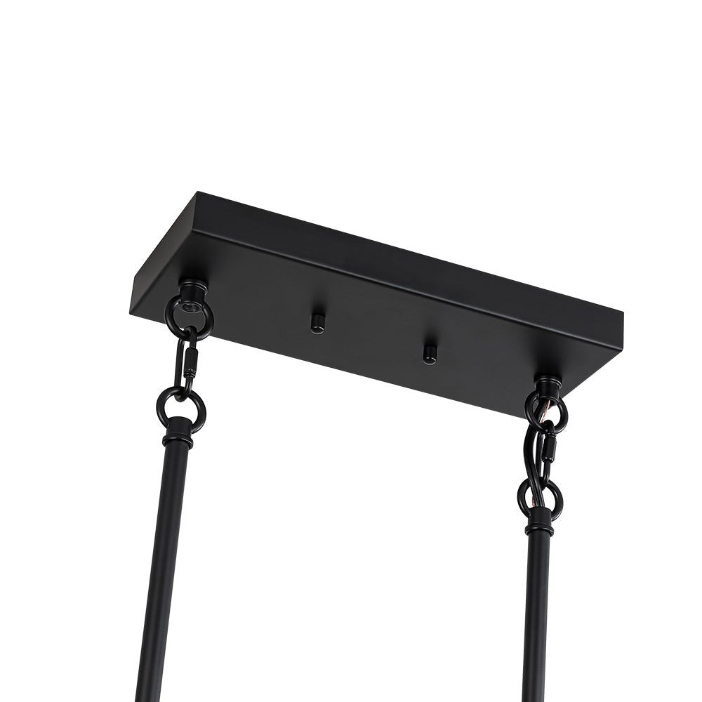Industrial 6-Light Candle Style Black Rectangular Island Chandelier