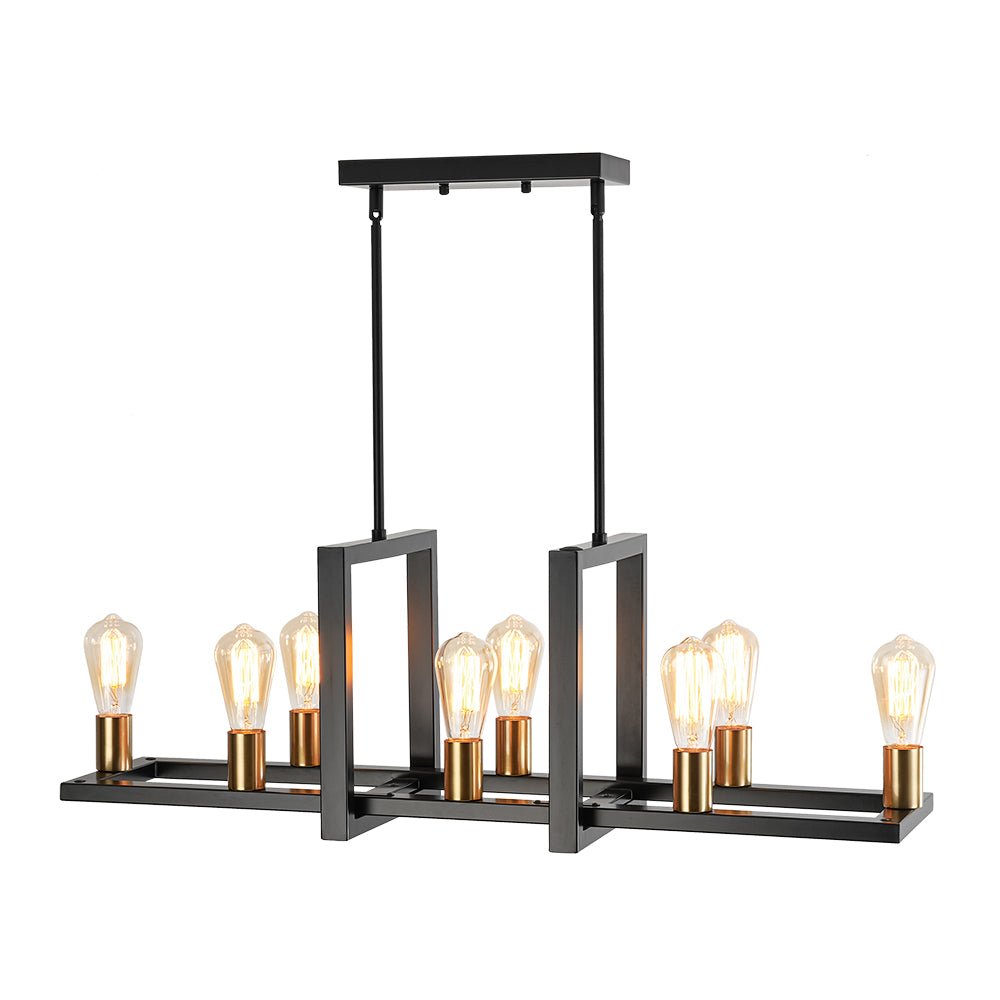 Industrial 8-Light Rectangular Kitchen Island Chandelier
