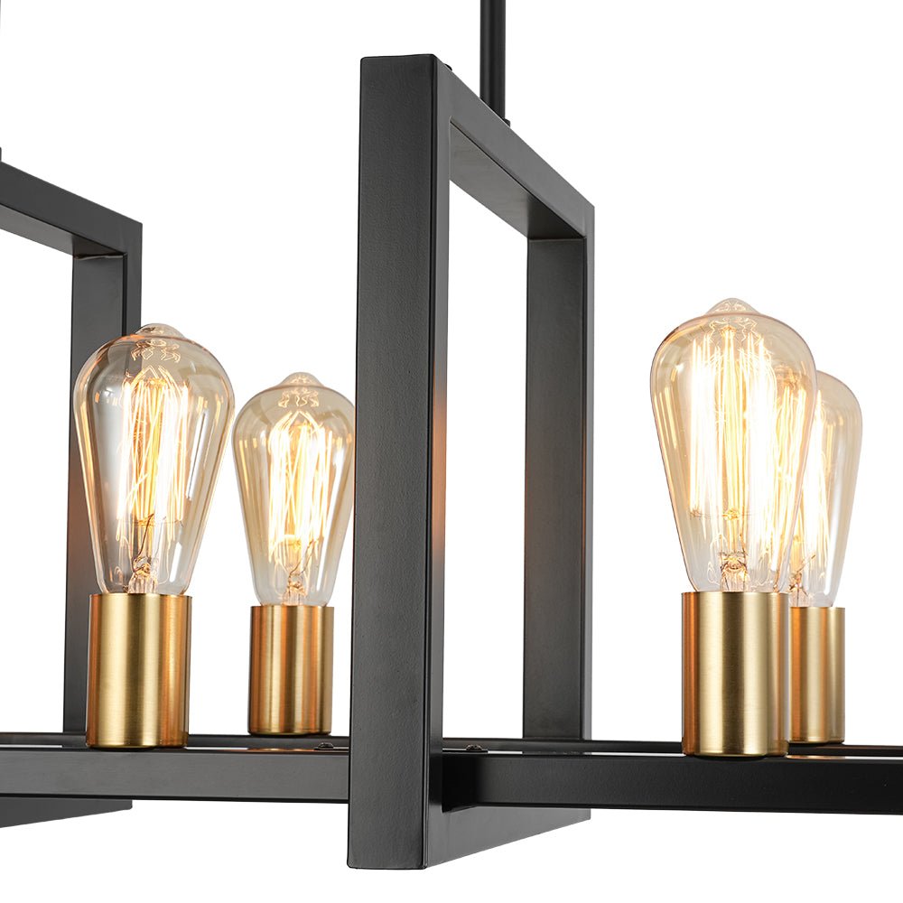 Industrial 8-Light Rectangular Kitchen Island Chandelier