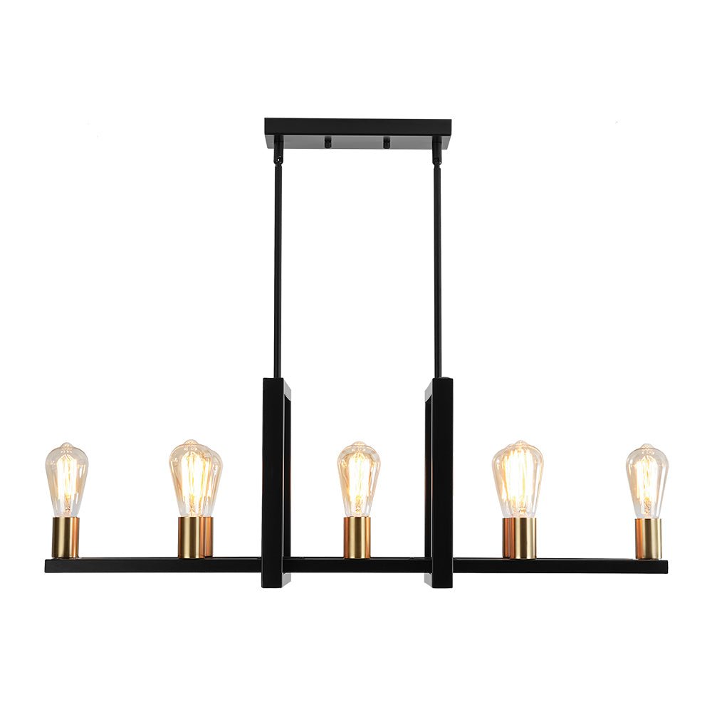 Industrial 8-Light Rectangular Kitchen Island Chandelier