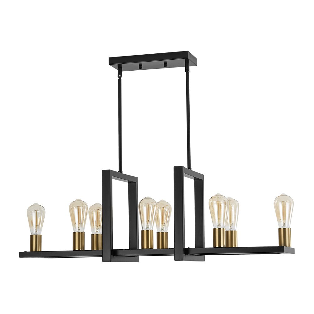 Industrial 8-Light Rectangular Kitchen Island Chandelier