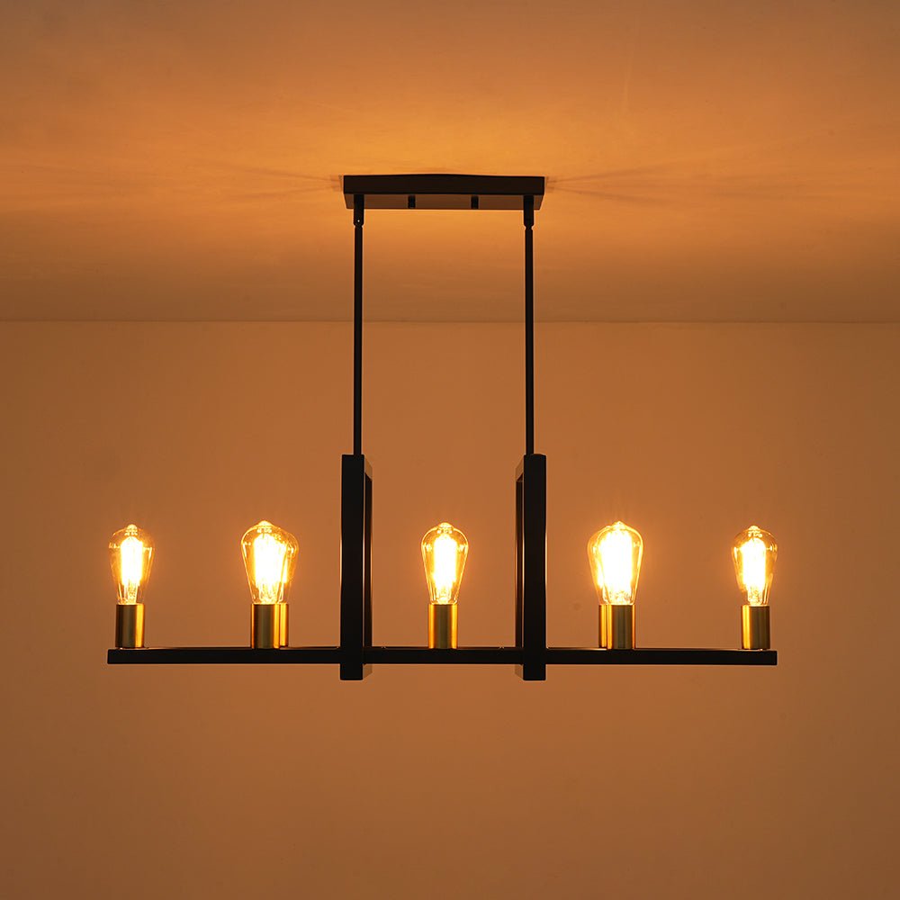 Industrial 8-Light Rectangular Kitchen Island Chandelier