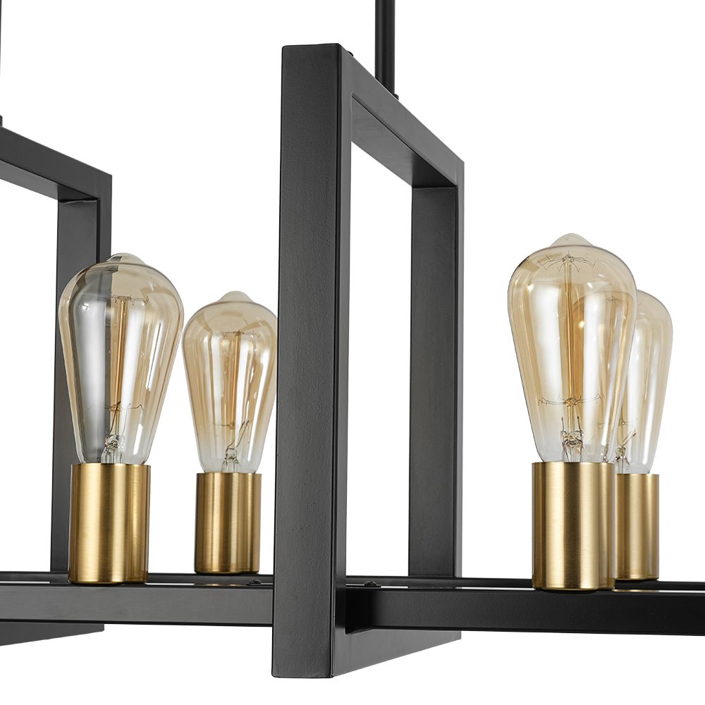 Industrial 8-Light Rectangular Kitchen Island Chandelier