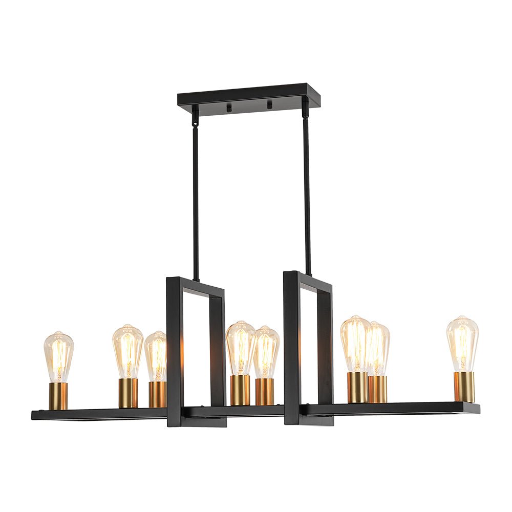 Industrial 8-Light Rectangular Kitchen Island Chandelier